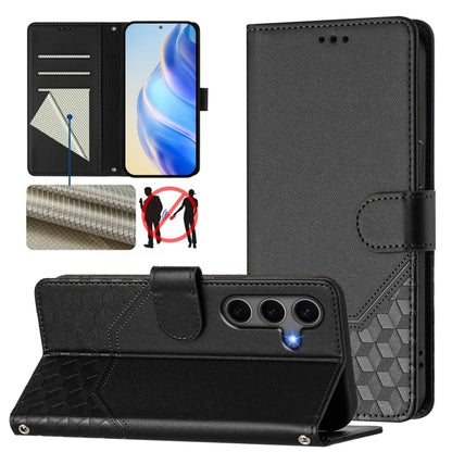 Honeycomb Embossing RFID Leather Phone Case, For Galaxy S26 FE 5G, For Samsung Galaxy S26+ 5G, For Samsung Galaxy S26 Edge 5G, For Samsung Galaxy S26 Ultra 5G, For Samsung Galaxy S26 5G, For Samsung Galaxy S25 Edge 5G, For Samsung Galaxy S25 5G        ...
