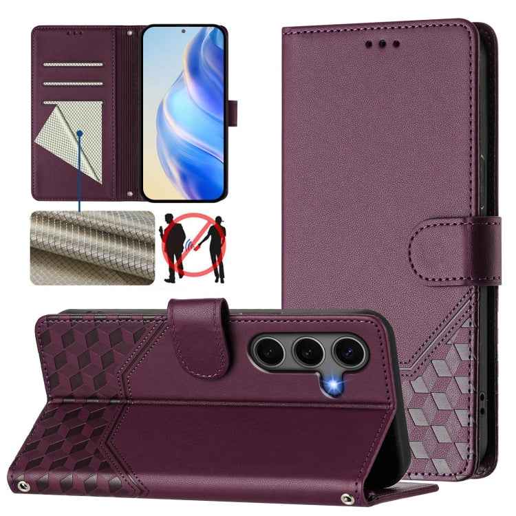 Honeycomb Embossing RFID Leather Phone Case, For Samsung Galaxy S26+ 5G, For Samsung Galaxy S26 Edge 5G, For Samsung Galaxy S26 Ultra 5G, For Samsung Galaxy S26 5G, For Samsung Galaxy S25 Edge 5G, For Samsung Galaxy S25 5G, For Samsung Galaxy S25+ 5G  ...