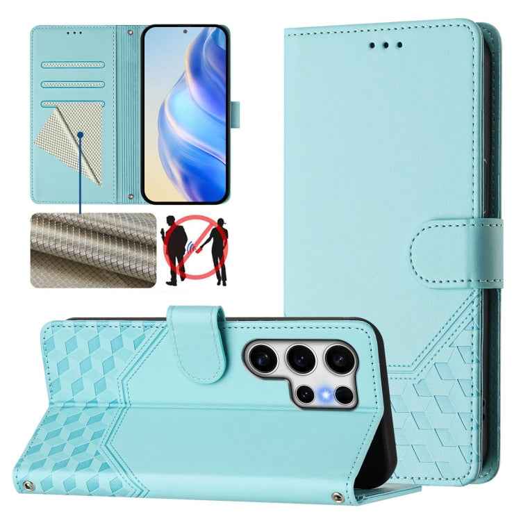 Honeycomb Embossing RFID Leather Phone Case, For Samsung Galaxy S26+ 5G, For Samsung Galaxy S26 Edge 5G, For Samsung Galaxy S26 Ultra 5G, For Samsung Galaxy S26 5G, For Samsung Galaxy S25 Edge 5G, For Samsung Galaxy S25 5G, For Samsung Galaxy S25+ 5G  ...