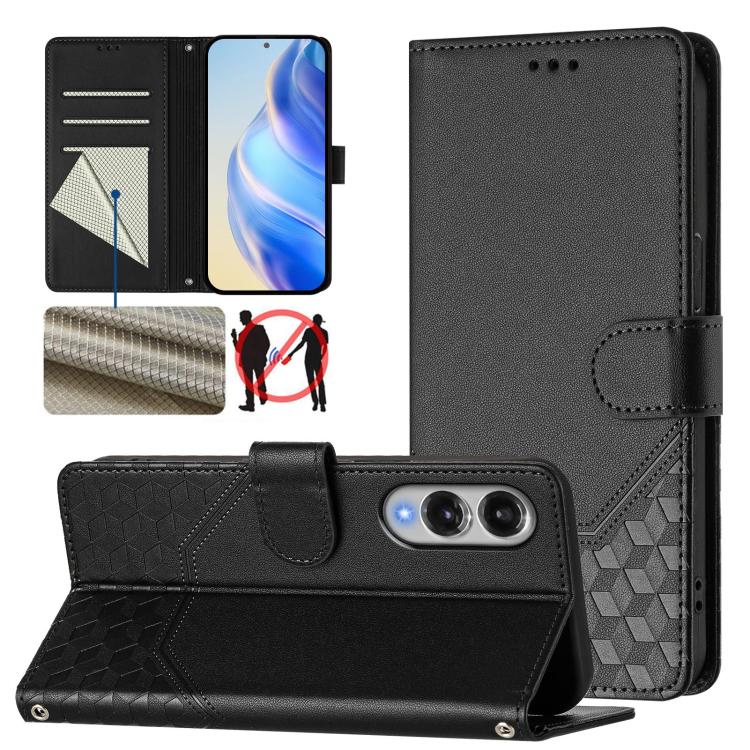 Honeycomb Embossing RFID Leather Phone Case, For Galaxy S26 FE 5G, For Samsung Galaxy S26+ 5G, For Samsung Galaxy S26 Edge 5G, For Samsung Galaxy S26 Ultra 5G, For Samsung Galaxy S26 5G, For Samsung Galaxy S25 Edge 5G, For Samsung Galaxy S25 5G        ...