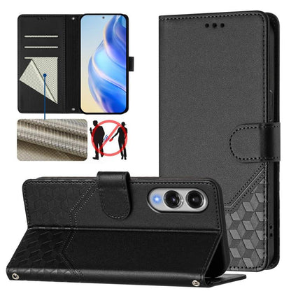 Honeycomb Embossing RFID Leather Phone Case, For Galaxy S26 FE 5G, For Samsung Galaxy S26+ 5G, For Samsung Galaxy S26 Edge 5G, For Samsung Galaxy S26 Ultra 5G, For Samsung Galaxy S26 5G, For Samsung Galaxy S25 Edge 5G, For Samsung Galaxy S25 5G        ...