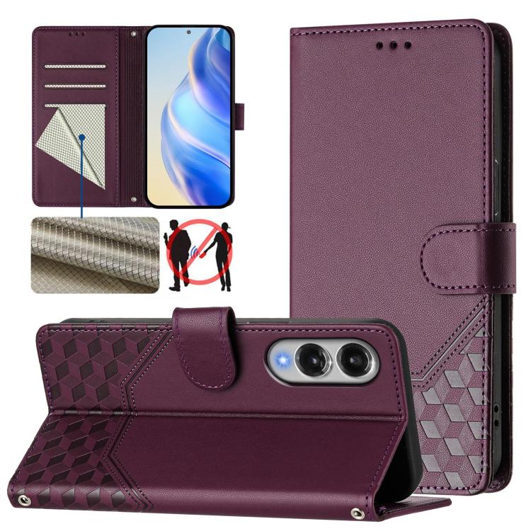 Honeycomb Embossing RFID Leather Phone Case, For Galaxy S26 FE 5G, For Samsung Galaxy S26+ 5G, For Samsung Galaxy S26 Edge 5G, For Samsung Galaxy S26 Ultra 5G, For Samsung Galaxy S26 5G, For Samsung Galaxy S25 Edge 5G, For Samsung Galaxy S25 5G        ...