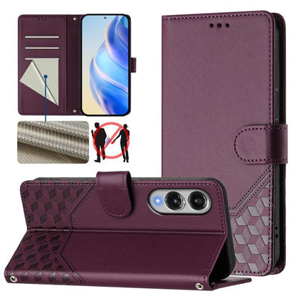 Honeycomb Embossing RFID Leather Phone Case, For Galaxy S26 FE 5G, For Samsung Galaxy S26+ 5G, For Samsung Galaxy S26 Edge 5G, For Samsung Galaxy S26 Ultra 5G, For Samsung Galaxy S26 5G, For Samsung Galaxy S25 Edge 5G, For Samsung Galaxy S25 5G        ...