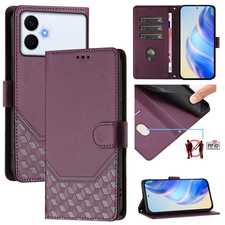 Honeycomb Embossing RFID Leather Phone Case, For Galaxy S26 FE 5G, For Samsung Galaxy S26+ 5G, For Samsung Galaxy S26 Edge 5G, For Samsung Galaxy S26 Ultra 5G, For Samsung Galaxy S26 5G, For Samsung Galaxy S25 Edge 5G, For Samsung Galaxy S25 5G        ...