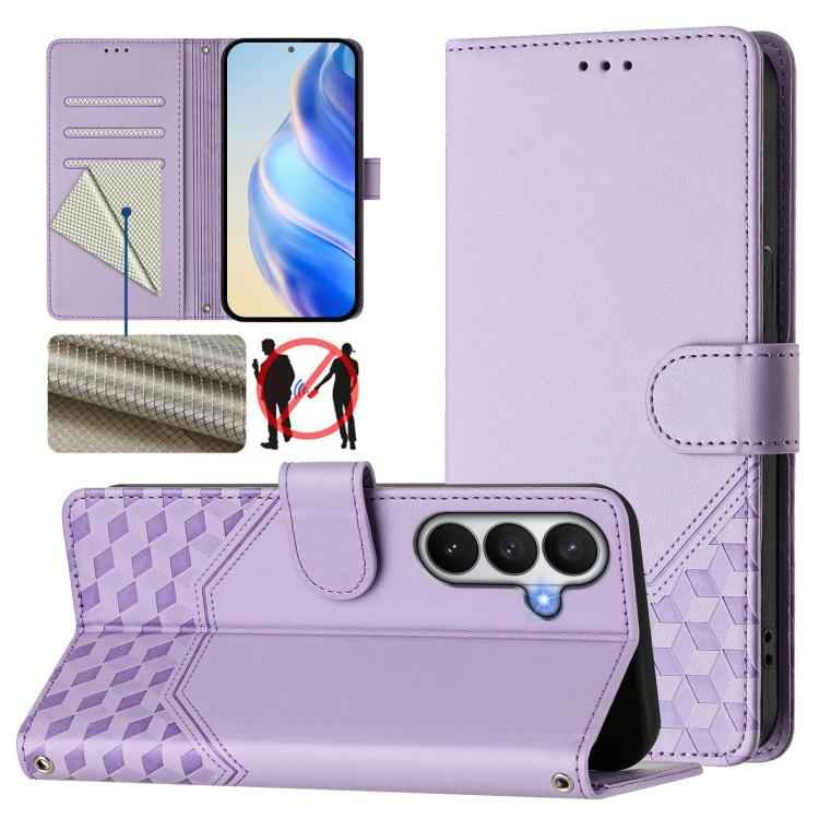 Honeycomb Embossing RFID Leather Phone Case, For Samsung Galaxy S26+ 5G, For Samsung Galaxy S26 Edge 5G, For Samsung Galaxy S26 Ultra 5G, For Samsung Galaxy S26 5G, For Samsung Galaxy S25 Edge 5G, For Samsung Galaxy S25 5G, For Samsung Galaxy S25+ 5G  ...