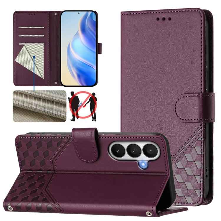 Honeycomb Embossing RFID Leather Phone Case, For Samsung Galaxy S26+ 5G, For Samsung Galaxy S26 Edge 5G, For Samsung Galaxy S26 Ultra 5G, For Samsung Galaxy S26 5G, For Samsung Galaxy S25 Edge 5G, For Samsung Galaxy S25 5G, For Samsung Galaxy S25+ 5G  ...