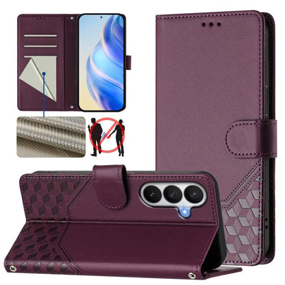 Honeycomb Embossing RFID Leather Phone Case, For Galaxy S26 FE 5G, For Samsung Galaxy S26+ 5G, For Samsung Galaxy S26 Edge 5G, For Samsung Galaxy S26 Ultra 5G, For Samsung Galaxy S26 5G, For Samsung Galaxy S25 Edge 5G, For Samsung Galaxy S25 5G        ...