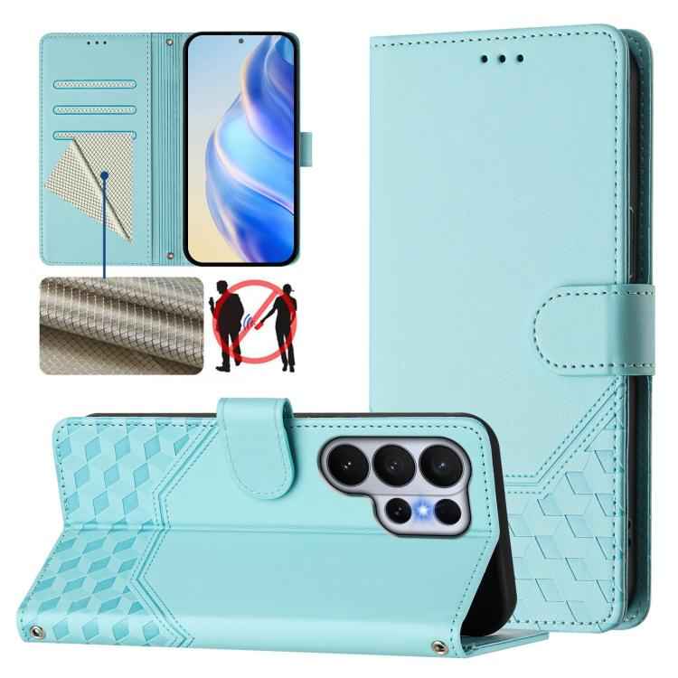Honeycomb Embossing RFID Leather Phone Case, For Samsung Galaxy S26+ 5G, For Samsung Galaxy S26 Edge 5G, For Samsung Galaxy S26 Ultra 5G, For Samsung Galaxy S26 5G, For Samsung Galaxy S25 Edge 5G, For Samsung Galaxy S25 5G, For Samsung Galaxy S25+ 5G  ...