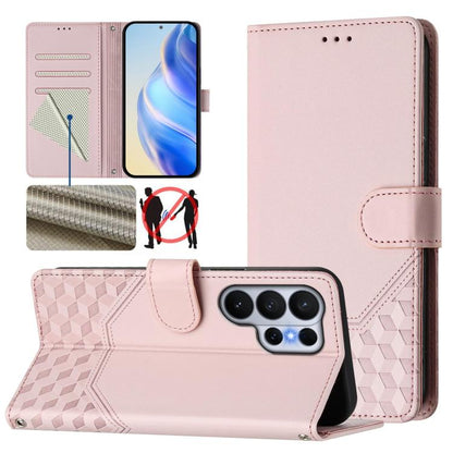 Honeycomb Embossing RFID Leather Phone Case, For Galaxy S26 FE 5G, For Samsung Galaxy S26+ 5G, For Samsung Galaxy S26 Edge 5G, For Samsung Galaxy S26 Ultra 5G, For Samsung Galaxy S26 5G, For Samsung Galaxy S25 Edge 5G, For Samsung Galaxy S25 5G        ...