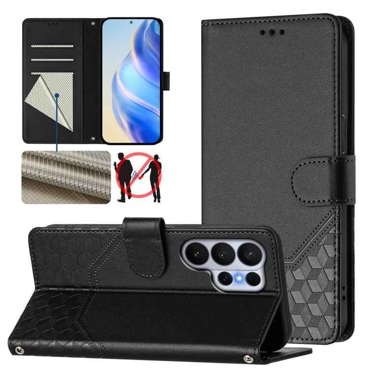 Honeycomb Embossing RFID Leather Phone Case, For Samsung Galaxy S26+ 5G, For Samsung Galaxy S26 Edge 5G, For Samsung Galaxy S26 Ultra 5G, For Samsung Galaxy S26 5G, For Samsung Galaxy S25 Edge 5G, For Samsung Galaxy S25 5G, For Samsung Galaxy S25+ 5G  ...
