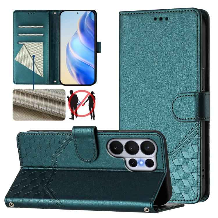 Honeycomb Embossing RFID Leather Phone Case, For Samsung Galaxy S26+ 5G, For Samsung Galaxy S26 Edge 5G, For Samsung Galaxy S26 Ultra 5G, For Samsung Galaxy S26 5G, For Samsung Galaxy S25 Edge 5G, For Samsung Galaxy S25 5G, For Samsung Galaxy S25+ 5G  ...
