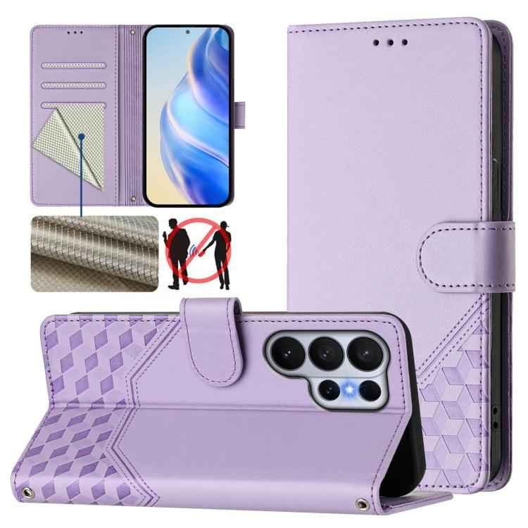 Honeycomb Embossing RFID Leather Phone Case, For Samsung Galaxy S26+ 5G, For Samsung Galaxy S26 Edge 5G, For Samsung Galaxy S26 Ultra 5G, For Samsung Galaxy S26 5G, For Samsung Galaxy S25 Edge 5G, For Samsung Galaxy S25 5G, For Samsung Galaxy S25+ 5G  ...