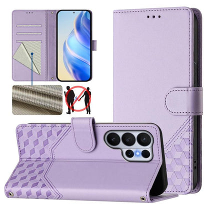 Honeycomb Embossing RFID Leather Phone Case, For Galaxy S26 FE 5G, For Samsung Galaxy S26+ 5G, For Samsung Galaxy S26 Edge 5G, For Samsung Galaxy S26 Ultra 5G, For Samsung Galaxy S26 5G, For Samsung Galaxy S25 Edge 5G, For Samsung Galaxy S25 5G        ...
