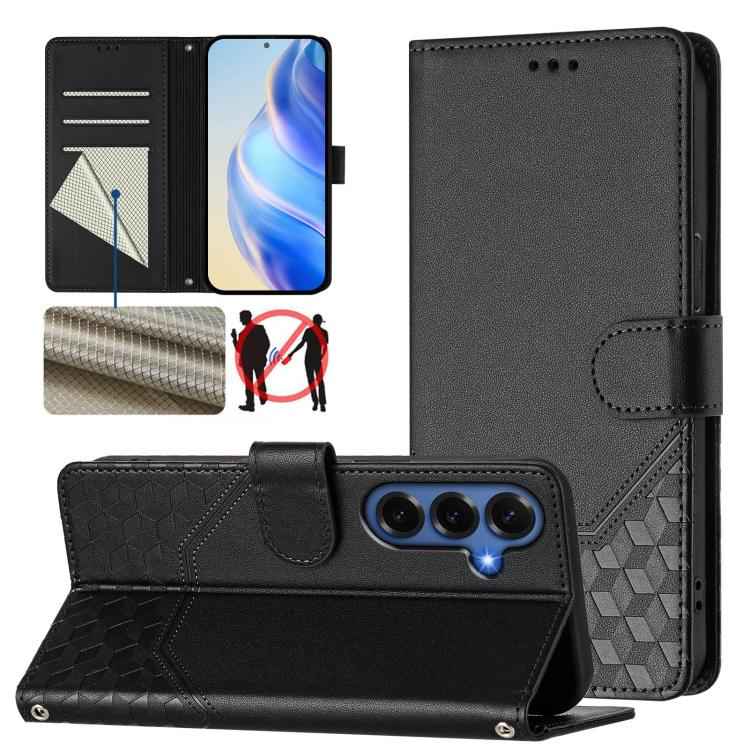 Honeycomb Embossing RFID Leather Phone Case, For Samsung Galaxy S26+ 5G, For Samsung Galaxy S26 Edge 5G, For Samsung Galaxy S26 Ultra 5G, For Samsung Galaxy S26 5G, For Samsung Galaxy S25 Edge 5G, For Samsung Galaxy S25 5G, For Samsung Galaxy S25+ 5G  ...