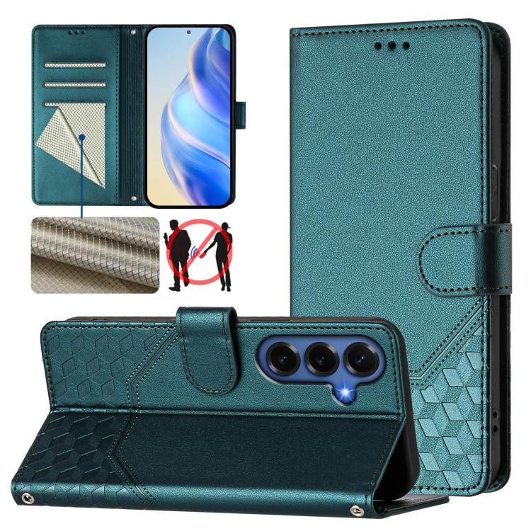 Honeycomb Embossing RFID Leather Phone Case, For Galaxy S26 FE 5G, For Samsung Galaxy S26+ 5G, For Samsung Galaxy S26 Edge 5G, For Samsung Galaxy S26 Ultra 5G, For Samsung Galaxy S26 5G, For Samsung Galaxy S25 Edge 5G, For Samsung Galaxy S25 5G        ...