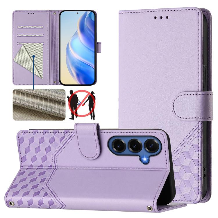 Honeycomb Embossing RFID Leather Phone Case, For Galaxy S26 FE 5G, For Samsung Galaxy S26+ 5G, For Samsung Galaxy S26 Edge 5G, For Samsung Galaxy S26 Ultra 5G, For Samsung Galaxy S26 5G, For Samsung Galaxy S25 Edge 5G, For Samsung Galaxy S25 5G        ...