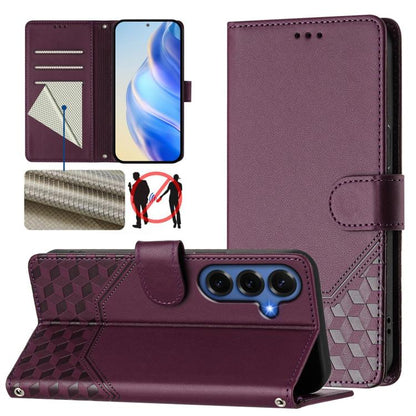 Honeycomb Embossing RFID Leather Phone Case, For Galaxy S26 FE 5G, For Samsung Galaxy S26+ 5G, For Samsung Galaxy S26 Edge 5G, For Samsung Galaxy S26 Ultra 5G, For Samsung Galaxy S26 5G, For Samsung Galaxy S25 Edge 5G, For Samsung Galaxy S25 5G        ...