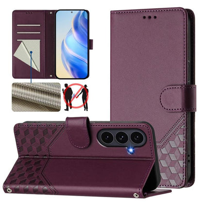 Honeycomb Embossing RFID Leather Phone Case, For Galaxy S26 FE 5G, For Samsung Galaxy S26+ 5G, For Samsung Galaxy S26 Edge 5G, For Samsung Galaxy S26 Ultra 5G, For Samsung Galaxy S26 5G, For Samsung Galaxy S25 Edge 5G, For Samsung Galaxy S25 5G        ...