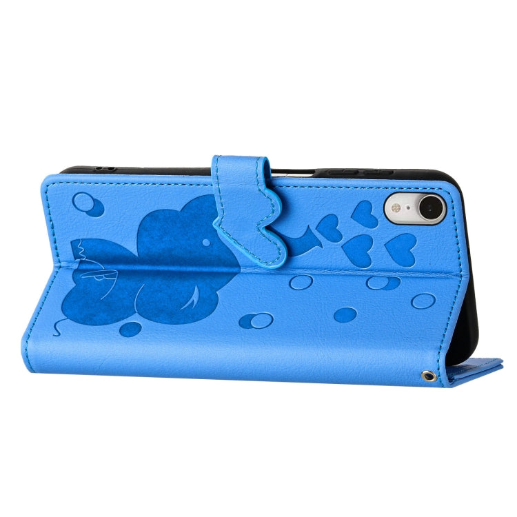 Cartoon Elephant Embossed Leather Phone Case
