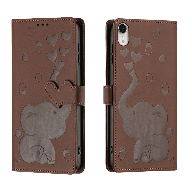 Cartoon Elephant Embossed Leather Phone Case