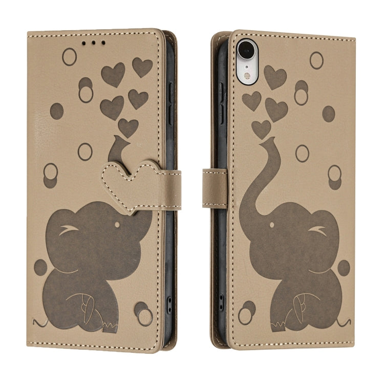 Cartoon Elephant Embossed Leather Phone Case