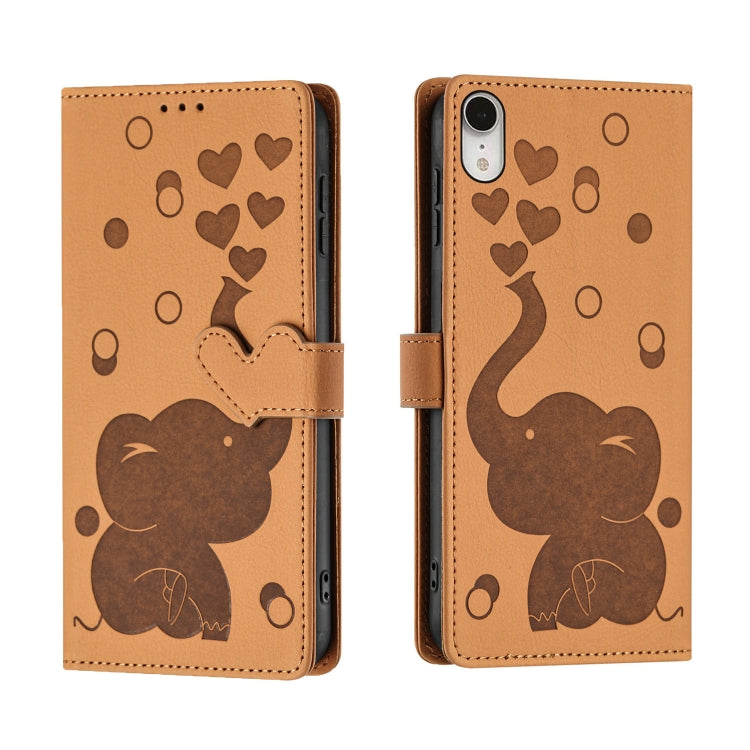 Cartoon Elephant Embossed Leather Phone Case