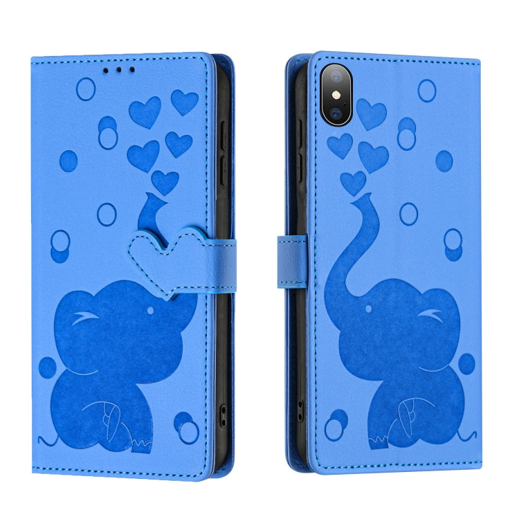 Cartoon Elephant Embossed Leather Phone Case