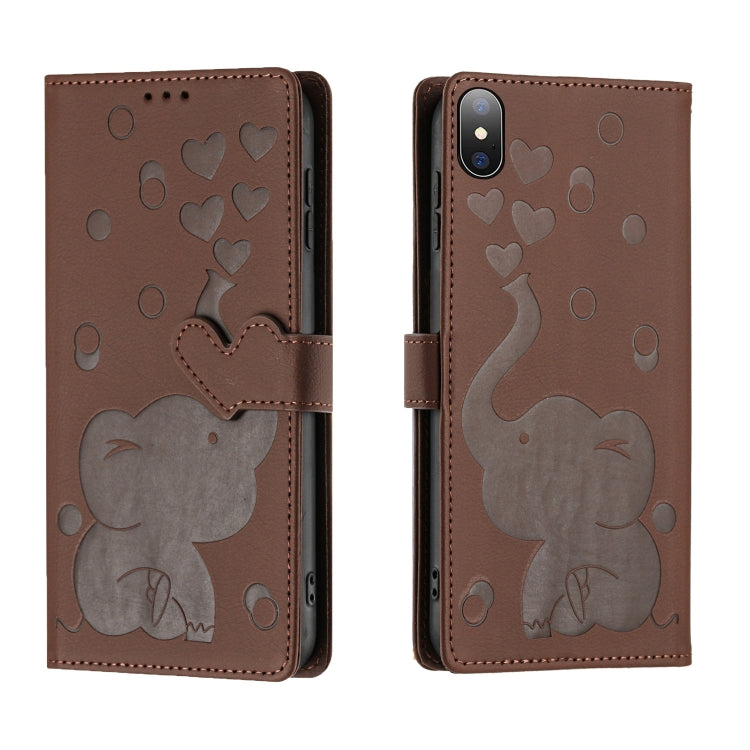 Cartoon Elephant Embossed Leather Phone Case