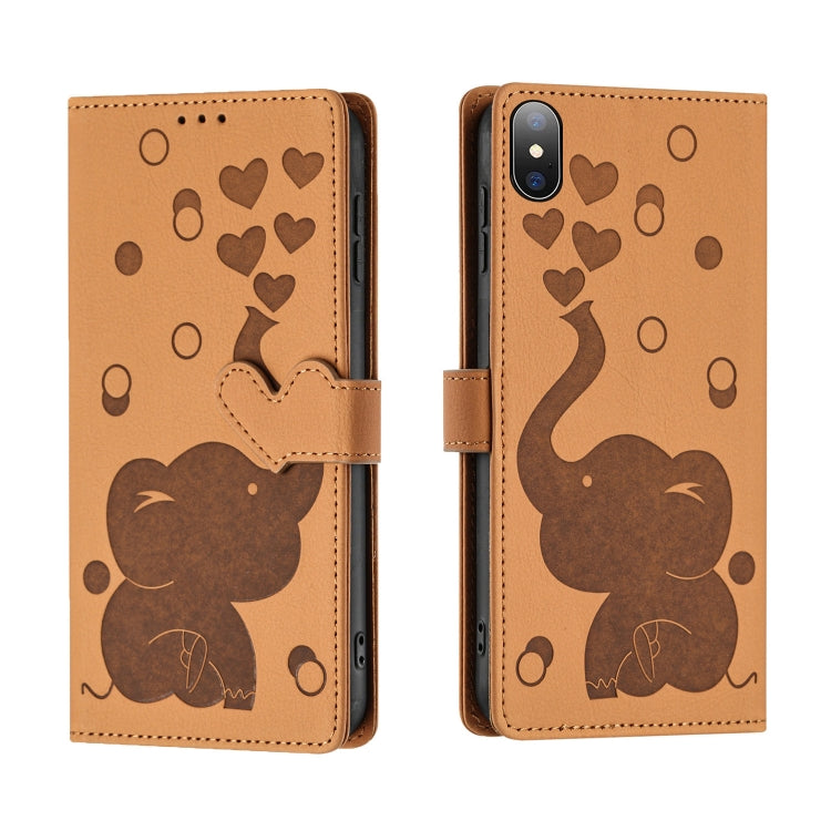 Cartoon Elephant Embossed Leather Phone Case