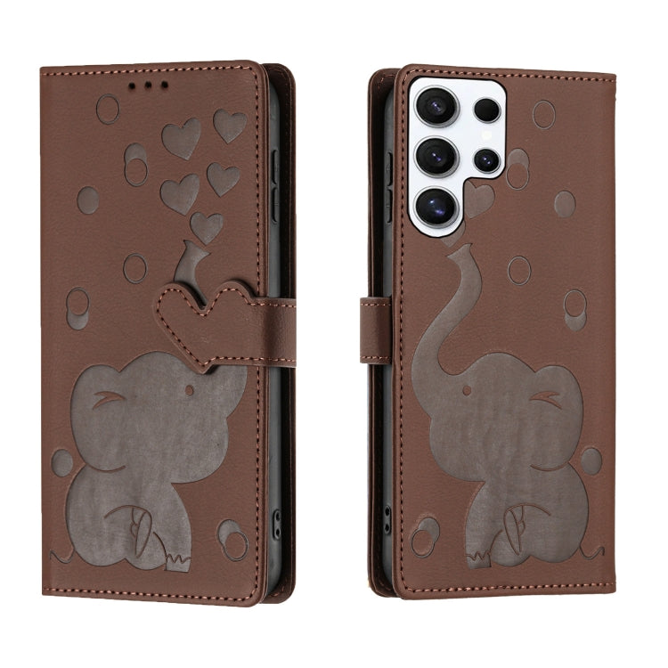 Cartoon Elephant Embossed Leather Phone Case, For Samsung Galaxy S26+ 5G, For Samsung Galaxy S26 Ultra 5G, For Samsung Galaxy S26 5G, For Samsung Galaxy S25 FE 5G, For Samsung Galaxy S25 5G, For Samsung Galaxy S25+ 5G, For Samsung Galaxy S25 Ultra 5G  ...