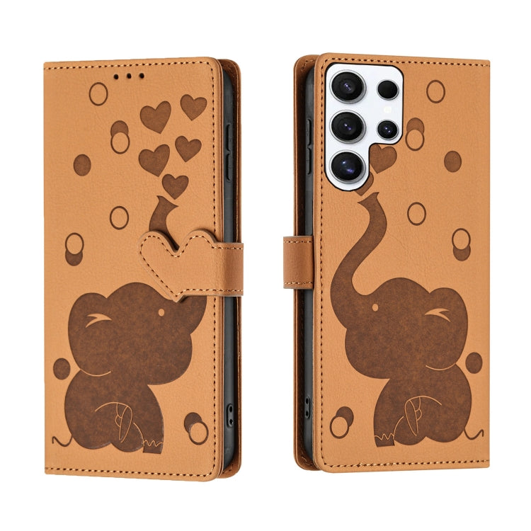 Cartoon Elephant Embossed Leather Phone Case, For Samsung Galaxy S26+ 5G, For Samsung Galaxy S26 Ultra 5G, For Samsung Galaxy S26 5G, For Samsung Galaxy S25 FE 5G, For Samsung Galaxy S25 5G, For Samsung Galaxy S25+ 5G, For Samsung Galaxy S25 Ultra 5G  ...