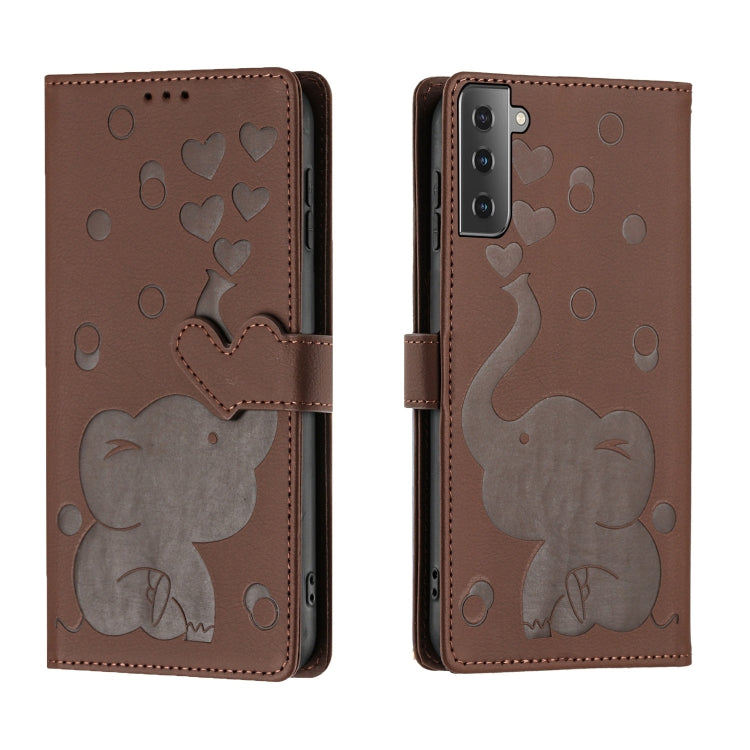 Cartoon Elephant Embossed Leather Phone Case, For Samsung Galaxy S22 5G, For Samsung Galaxy S21 FE 5G, For Samsung Galaxy S21 5G, For Samsung Galaxy S21+ 5G, For Samsung Galaxy S21 Ultra 5G
