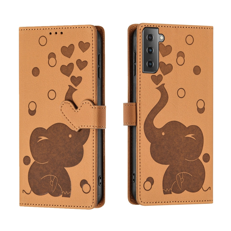 Cartoon Elephant Embossed Leather Phone Case, For Samsung Galaxy S22 5G, For Samsung Galaxy S21 FE 5G, For Samsung Galaxy S21 5G, For Samsung Galaxy S21+ 5G, For Samsung Galaxy S21 Ultra 5G
