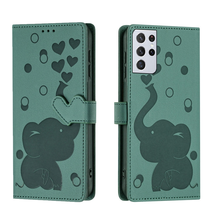 Cartoon Elephant Embossed Leather Phone Case, For Samsung Galaxy S22 5G, For Samsung Galaxy S21 FE 5G, For Samsung Galaxy S21 5G, For Samsung Galaxy S21+ 5G, For Samsung Galaxy S21 Ultra 5G