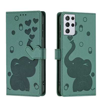 Cartoon Elephant Embossed Leather Phone Case, For Samsung Galaxy S22 5G, For Samsung Galaxy S21 FE 5G, For Samsung Galaxy S21 5G, For Samsung Galaxy S21+ 5G, For Samsung Galaxy S21 Ultra 5G