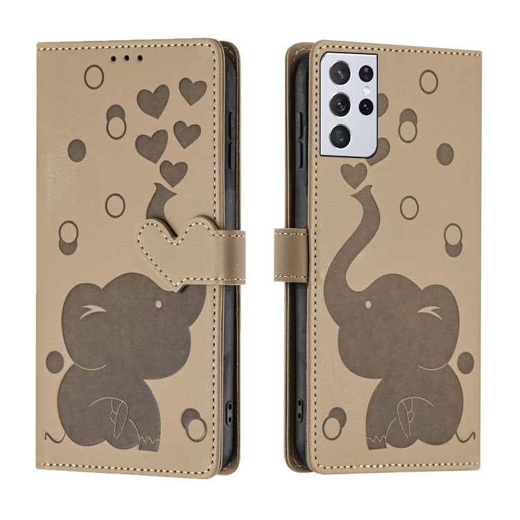 Cartoon Elephant Embossed Leather Phone Case, For Samsung Galaxy S22 5G, For Samsung Galaxy S21 FE 5G, For Samsung Galaxy S21 5G, For Samsung Galaxy S21+ 5G, For Samsung Galaxy S21 Ultra 5G