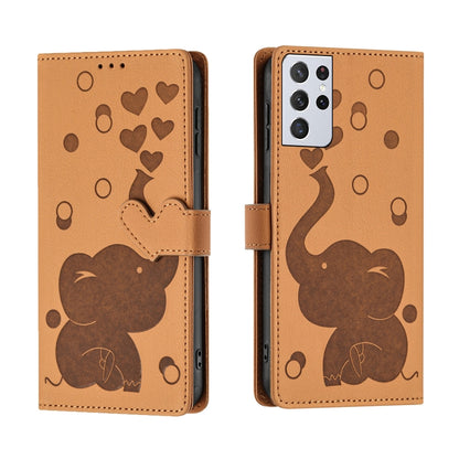 Cartoon Elephant Embossed Leather Phone Case, For Samsung Galaxy S22 5G, For Samsung Galaxy S21 FE 5G, For Samsung Galaxy S21 5G, For Samsung Galaxy S21+ 5G, For Samsung Galaxy S21 Ultra 5G