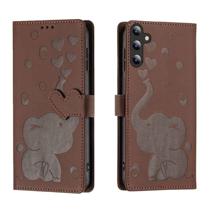Cartoon Elephant Embossed Leather Phone Case, For Samsung Galaxy S26+ 5G, For Samsung Galaxy S26 Ultra 5G, For Samsung Galaxy S26 5G, For Samsung Galaxy S25 FE 5G, For Samsung Galaxy S25 5G, For Samsung Galaxy S25+ 5G, For Samsung Galaxy S25 Ultra 5G  ...