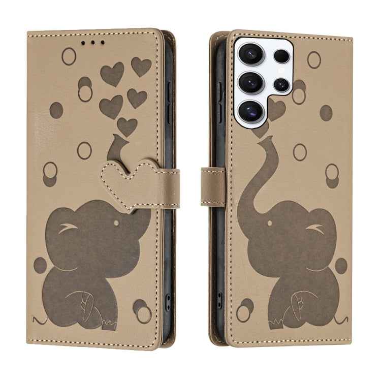 Cartoon Elephant Embossed Leather Phone Case, For Samsung Galaxy S26+ 5G, For Samsung Galaxy S26 Ultra 5G, For Samsung Galaxy S26 5G, For Samsung Galaxy S25 FE 5G, For Samsung Galaxy S25 5G, For Samsung Galaxy S25+ 5G, For Samsung Galaxy S25 Ultra 5G  ...
