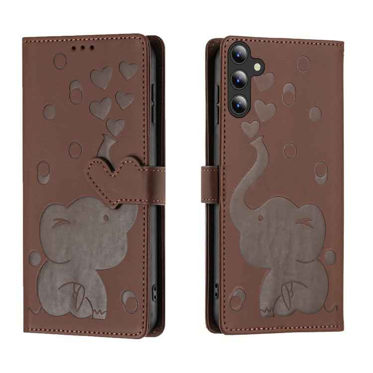 Cartoon Elephant Embossed Leather Phone Case, For Samsung Galaxy S26+ 5G, For Samsung Galaxy S26 Ultra 5G, For Samsung Galaxy S26 5G, For Samsung Galaxy S25 FE 5G, For Samsung Galaxy S25 5G, For Samsung Galaxy S25+ 5G, For Samsung Galaxy S25 Ultra 5G  ...