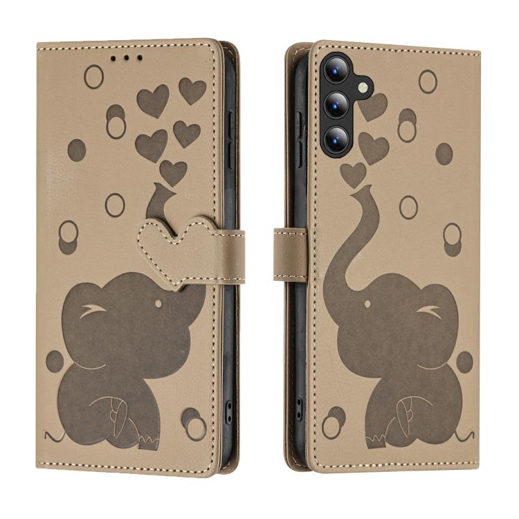 Cartoon Elephant Embossed Leather Phone Case, For Galaxy S26 FE 5G, For Samsung Galaxy S26+ 5G, For Samsung Galaxy S26 Ultra 5G, For Samsung Galaxy S26 5G, For Samsung Galaxy S25 FE 5G, For Samsung Galaxy S25 5G, For Samsung Galaxy S25+ 5G             ...