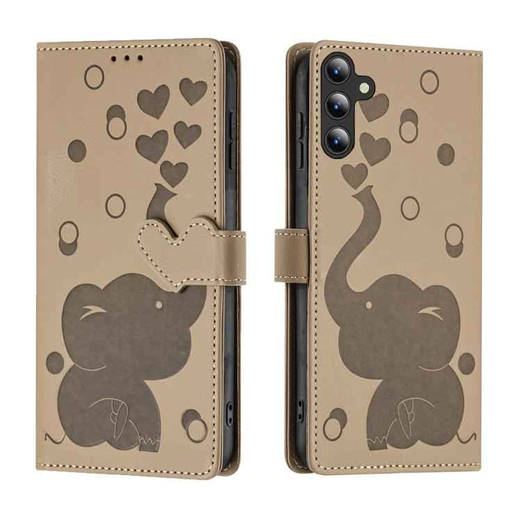 Cartoon Elephant Embossed Leather Phone Case, For Samsung Galaxy S26+ 5G, For Samsung Galaxy S26 Ultra 5G, For Samsung Galaxy S26 5G, For Samsung Galaxy S25 FE 5G, For Samsung Galaxy S25 5G, For Samsung Galaxy S25+ 5G, For Samsung Galaxy S25 Ultra 5G  ...