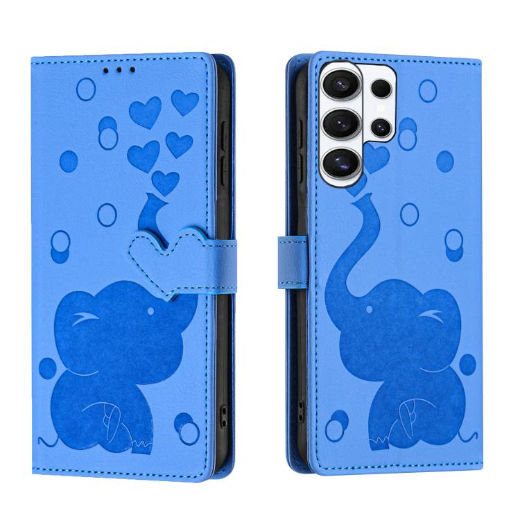 Cartoon Elephant Embossed Leather Phone Case, For Galaxy S26 FE 5G, For Samsung Galaxy S26+ 5G, For Samsung Galaxy S26 Ultra 5G, For Samsung Galaxy S26 5G, For Samsung Galaxy S25 FE 5G, For Samsung Galaxy S25 5G, For Samsung Galaxy S25+ 5G             ...