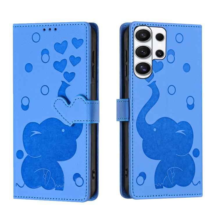 Cartoon Elephant Embossed Leather Phone Case, For Samsung Galaxy S26+ 5G, For Samsung Galaxy S26 Ultra 5G, For Samsung Galaxy S26 5G, For Samsung Galaxy S25 FE 5G, For Samsung Galaxy S25 5G, For Samsung Galaxy S25+ 5G, For Samsung Galaxy S25 Ultra 5G  ...