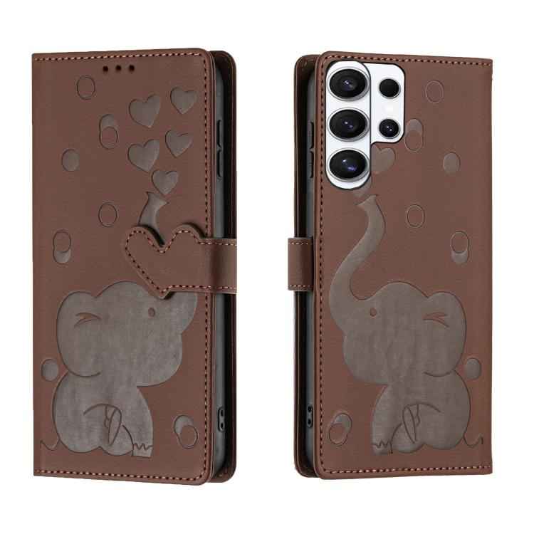 Cartoon Elephant Embossed Leather Phone Case, For Samsung Galaxy S26+ 5G, For Samsung Galaxy S26 Ultra 5G, For Samsung Galaxy S26 5G, For Samsung Galaxy S25 FE 5G, For Samsung Galaxy S25 5G, For Samsung Galaxy S25+ 5G, For Samsung Galaxy S25 Ultra 5G  ...