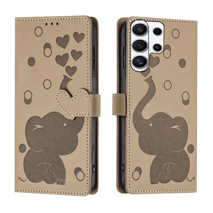 Cartoon Elephant Embossed Leather Phone Case, For Samsung Galaxy S26+ 5G, For Samsung Galaxy S26 Ultra 5G, For Samsung Galaxy S26 5G, For Samsung Galaxy S25 FE 5G, For Samsung Galaxy S25 5G, For Samsung Galaxy S25+ 5G, For Samsung Galaxy S25 Ultra 5G  ...