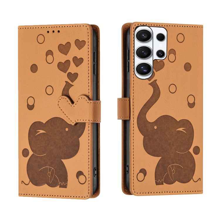 Cartoon Elephant Embossed Leather Phone Case, For Samsung Galaxy S26+ 5G, For Samsung Galaxy S26 Ultra 5G, For Samsung Galaxy S26 5G, For Samsung Galaxy S25 FE 5G, For Samsung Galaxy S25 5G, For Samsung Galaxy S25+ 5G, For Samsung Galaxy S25 Ultra 5G  ...