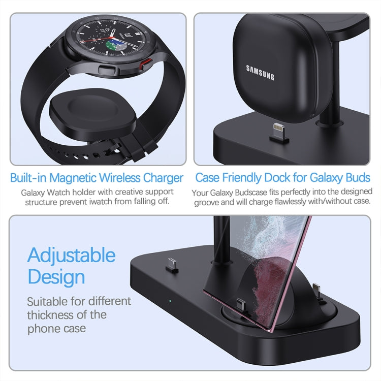B25 Type-C 4-in-1 Charging Stand Phone Holder for Samsung Watch / Galaxy Buds