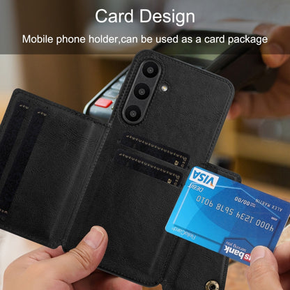Double Buckle Card Slots Magnetic Phone Case, For Samsung Galaxy S24 FE 5G