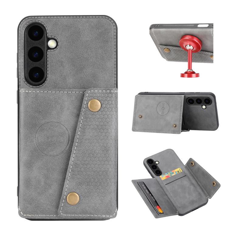 Double Buckle Card Slots Magnetic Phone Case, For Galaxy S26 FE 5G, For Samsung Galaxy S26+ 5G, For Samsung Galaxy S26 Ultra 5G, For Samsung Galaxy S26 5G, For Samsung Galaxy S25 FE 5G, For Samsung Galaxy S25 Edge 5G, For Samsung Galaxy S25 5G         ...